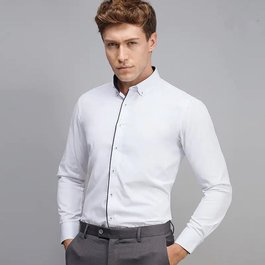 Camisa de Vestir Blanca de Manga Larga, para Hombre