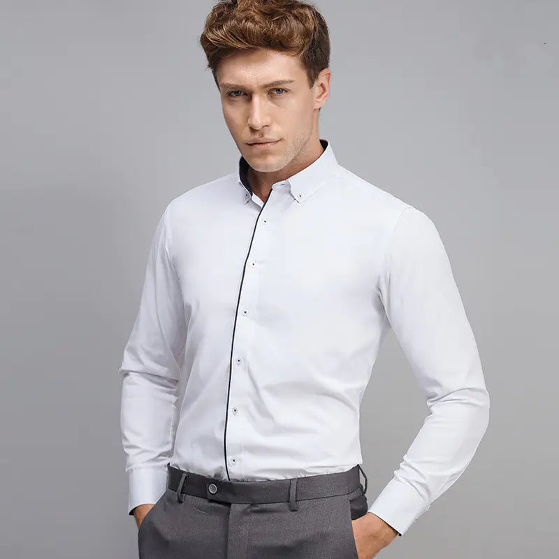 Camisa de Vestir Blanca de Manga Larga, para Hombre